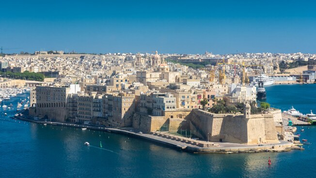 A view of the harbor of Sanglea, Malta