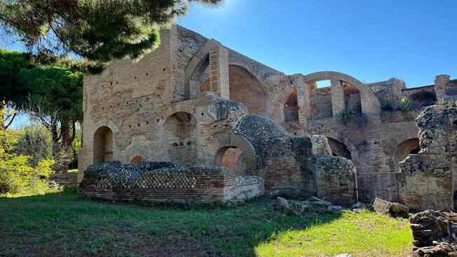 Ruins of the Taurine Baths, an ancient Roman baths complex in Civitavecchia, Italy