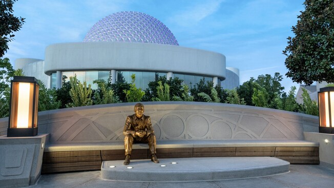 The ‘Walt the Dreamer’ statue in World Celebration Gardens