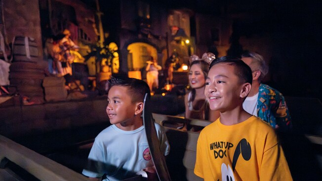 Guests starting their turn at the Pirates of The Caribbean ride in Magic Kingdom park.