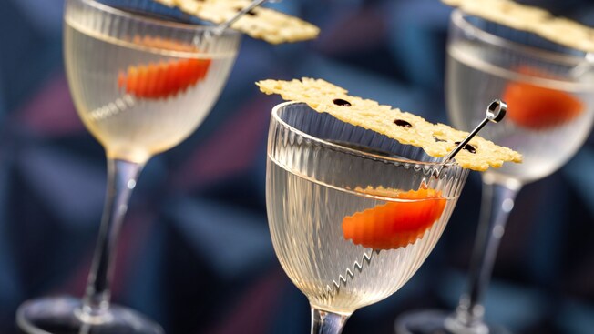 3 martinis topped with garnishes