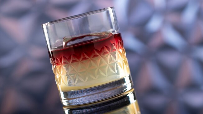 A clarified New York sour with one large ice cube