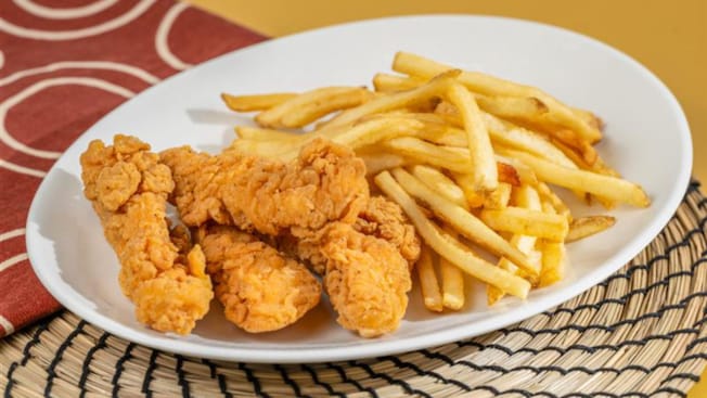 Chicken Strips with fries from Harambe Market at Disney’s Animal Kingdom theme park