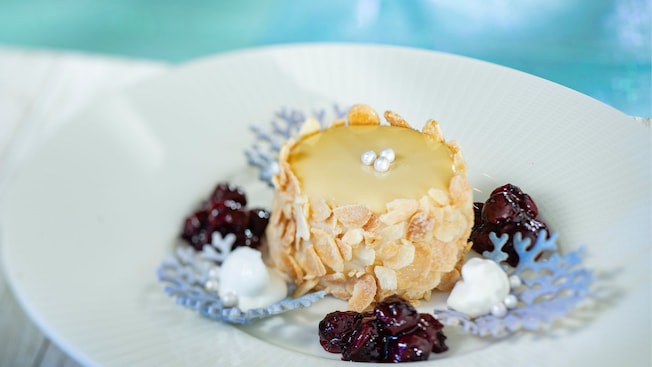 A piece of cheesecake served on a plate