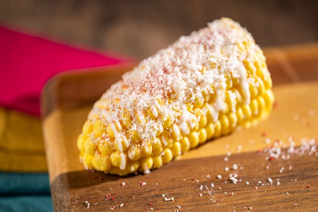 A Sweet Corn Mousse with white chocolate and raspberry powder from Pecos Bill Tall Tale Inn and Cafe
