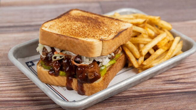A BBQ Jackfruit Sandwich from Regal Eagle Smokehouse Craft Drafts and Barbecue