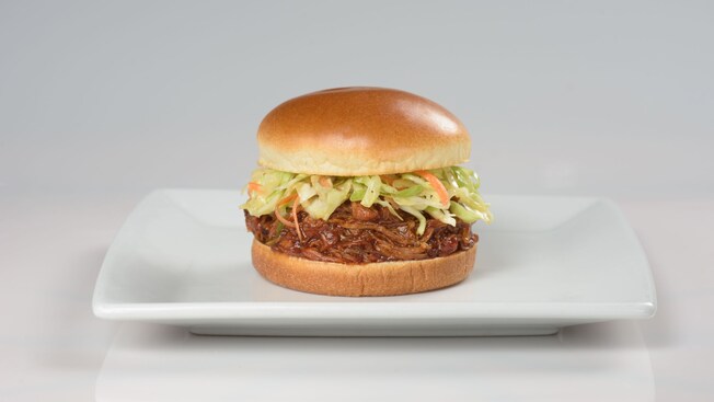The Barbecued Pork Sandwich, barbecued pork topped with slaw on a bun