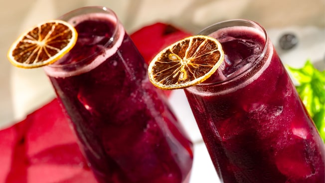 Two Blueberry Basil Iced Teas from The Perch