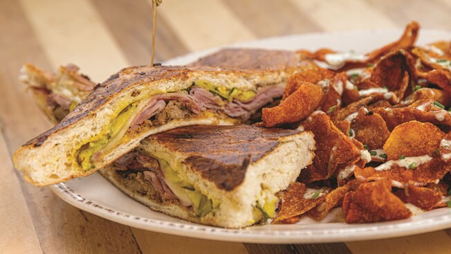 Tampa style Cuban Sandwich with toasted chips from Chef Art Smiths Homecomin’