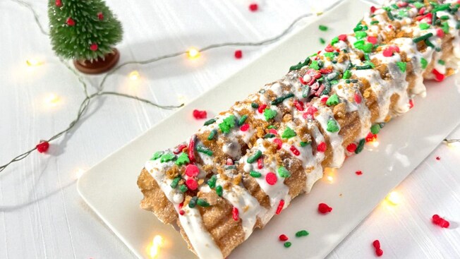 A plate with 2 Gingerbread Churros from Sunshine Churros	