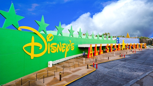 Panoramic view of Disney's All-Star Sports Resort entrance