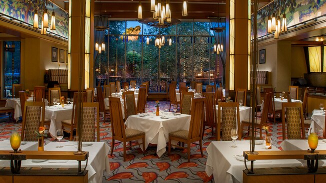 The spacious dining room at Napa Rose in Disney's Grand Californian Hotel & Spa