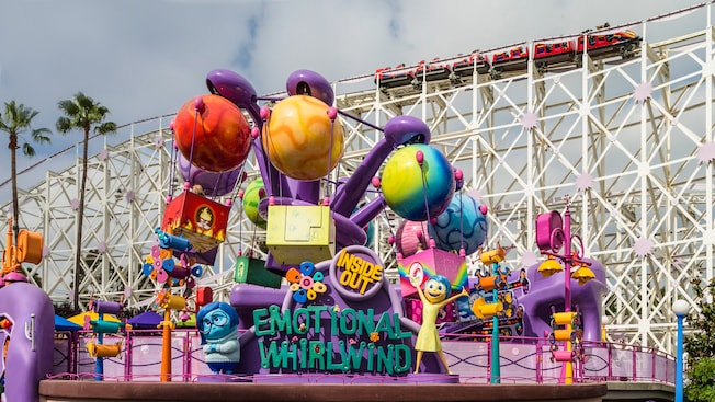 Emotional Whirlwind, a Pixar Pier attraction with themes from the Disney film, Inside Out | Credit: Disneyland Resort Tickets to Disneyland Event include access to Emotional Whirlwind, a Pixar Pier attraction with themes from the Disney film, Inside Out | Credit: Disneyland Resort