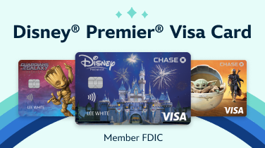 A promo tile for the Disney Premier Visa Card in various designs
