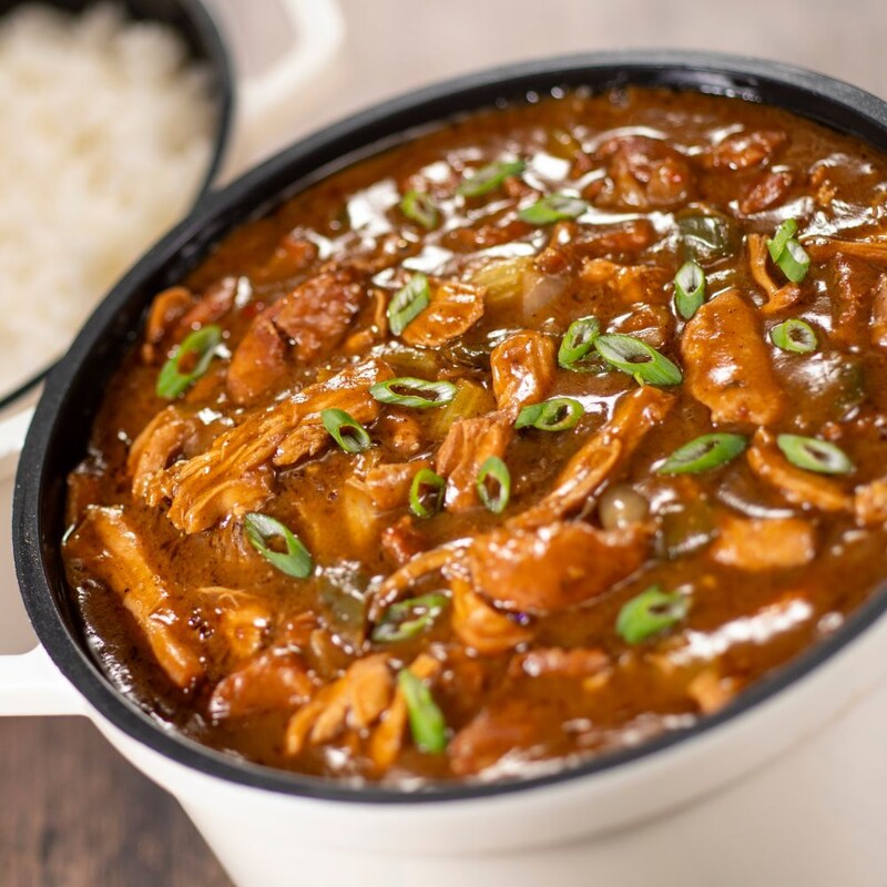 Bowls of rice and Tiana’s Gumbo at 1900 Park Fare restaurant 
