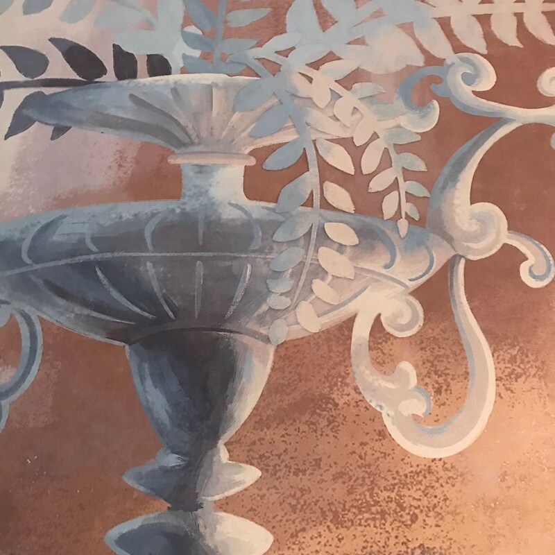 Art mural représentant un vase rempli de plantes vertes