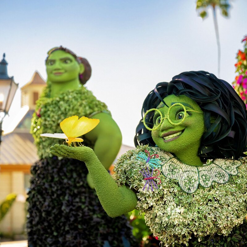 Luisa and Mirabel Madrigal topiaries at the Epcot International Flower and Garden Festival