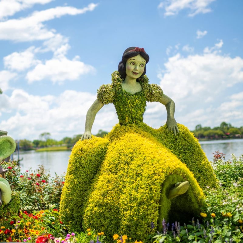 Topiaries of Dopey and Snow White at the Epcot International Flower and Garden Festival