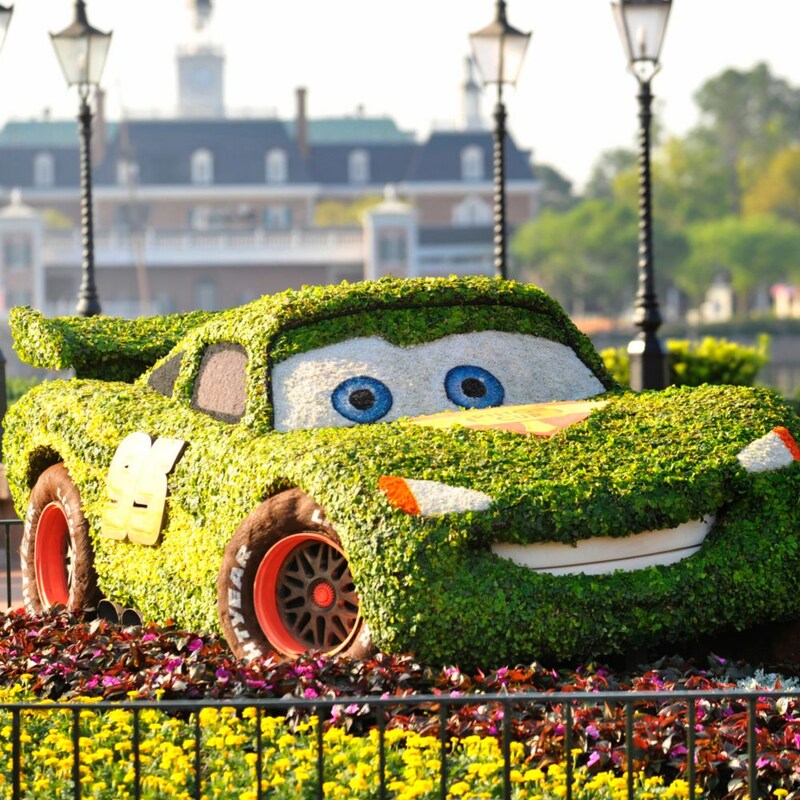 A Lightning McQueen topiary at the Epcot International Flower and Garden Festival