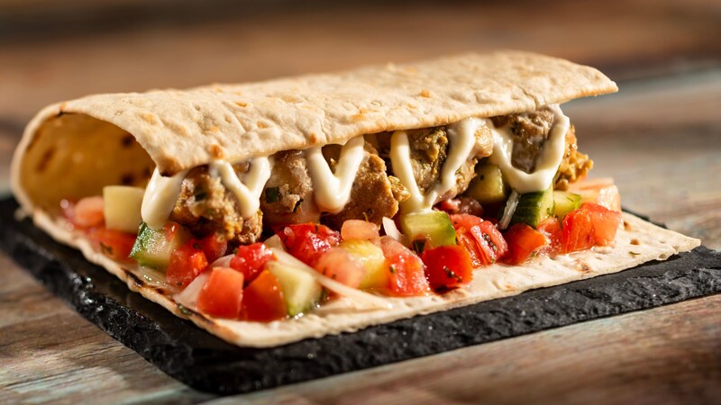 A Chermoula Chicken Moroccan Wrap from Tangierine Café Flavors of the Medina at the Epcot International Festival of the Arts