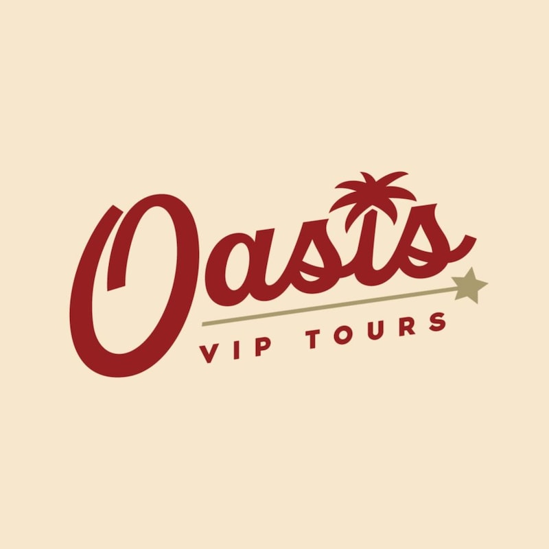 The Oasis VIP Tours logo featuring a palm tree as the letter I 
