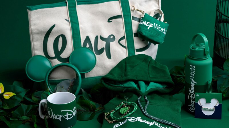 Walt Disney World merchandise, including a hoodie, tote bag, mug, necklace, water bottle and Mickey Mouse ear headband