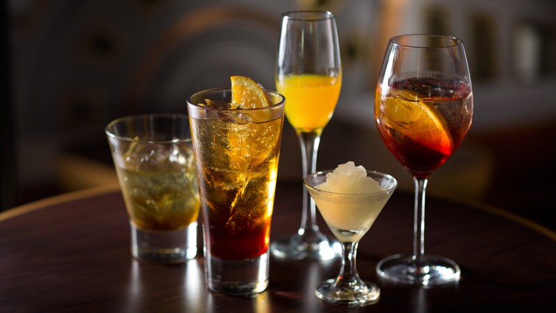 A selection of mixed cocktails