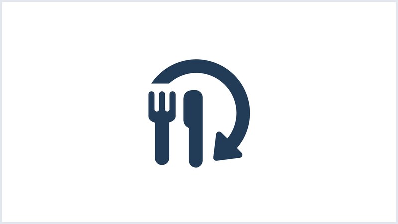Icon depicts rotational dining with a fork, knife and a rounded arrow