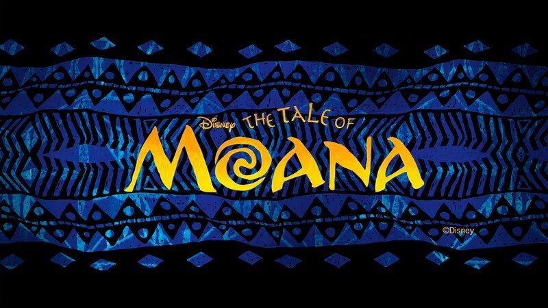 The logo for Disney The Tale of Moana featuring tribal patterns found throughout the islands of Polynesia