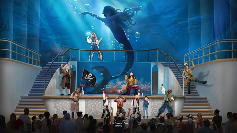 An artist rendering of the Jack Sparrow and the Siren Queen stage show