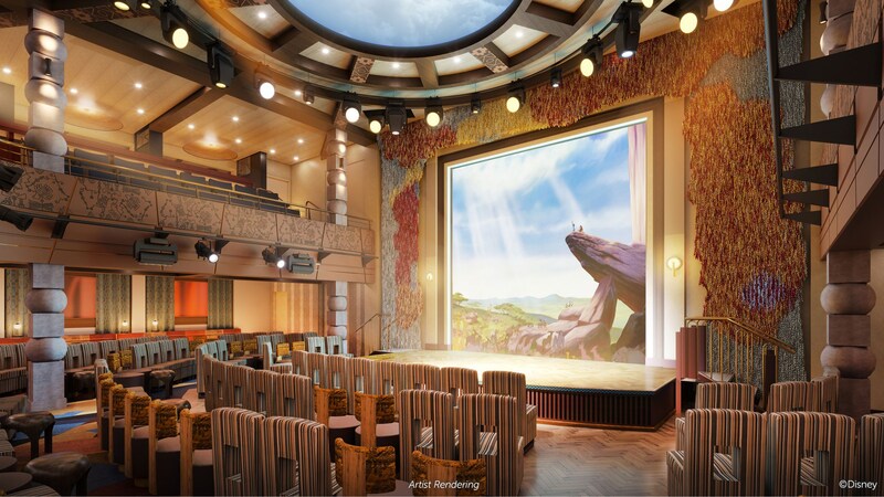 An entertainment venue outfitted with Lion King décor