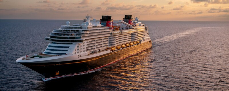 A Disney Cruise Line ship at sea