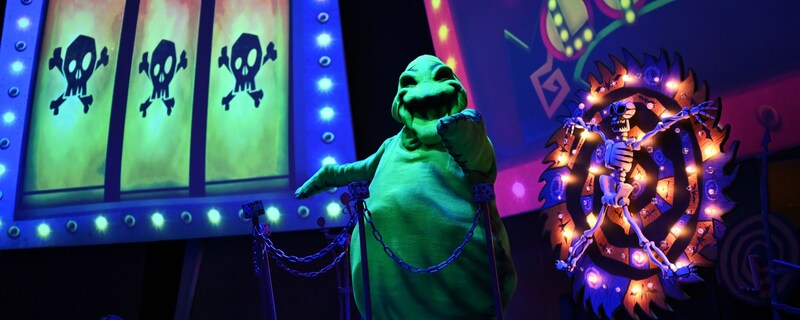 Oogie Boogie on stage at Oogie Boogie Bash at Disney’s California Adventure Park