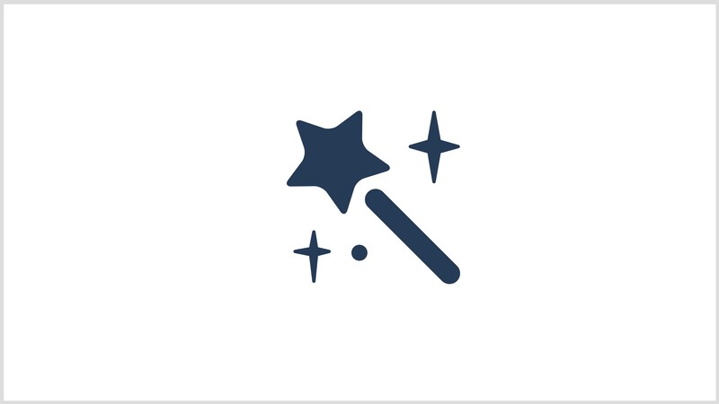 An icon of a magic wand with a star at its tip and sparkles surrounding it representing magic