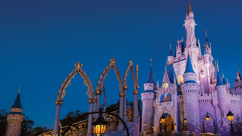 Cinderella Castle at dusk