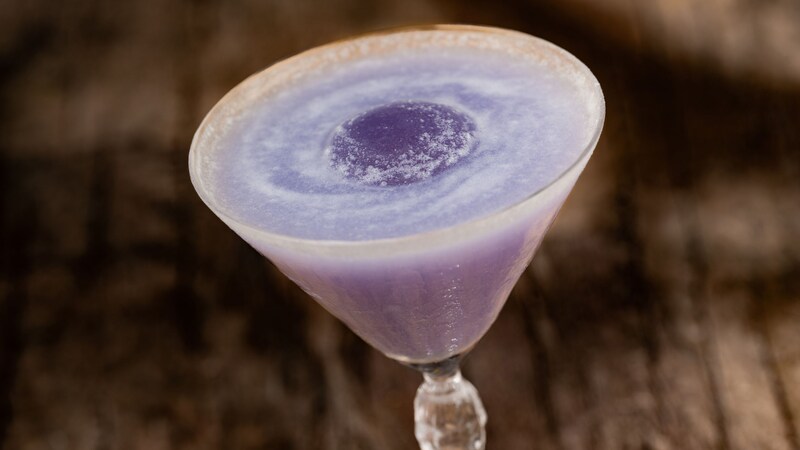 A creamy cocktail featuring edible glitter