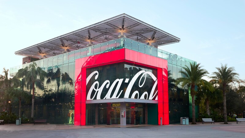 The exterior of the Coca Cola Store in Disney Springs Town Center at Walt Disney World Resort in Florida