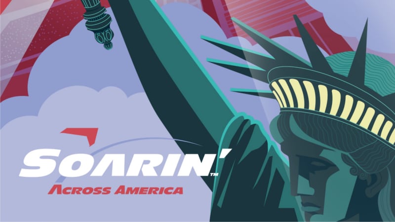Soarin' Across America attraction poster featuring the Statue of Liberty