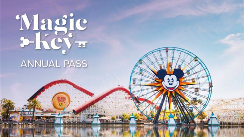The Incredicoaster and Pixar Pal a Round attractions with text that says ‘Magic Key Annual Pass’