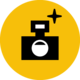 An icon featuring a camera and a sparkle representing Photopass