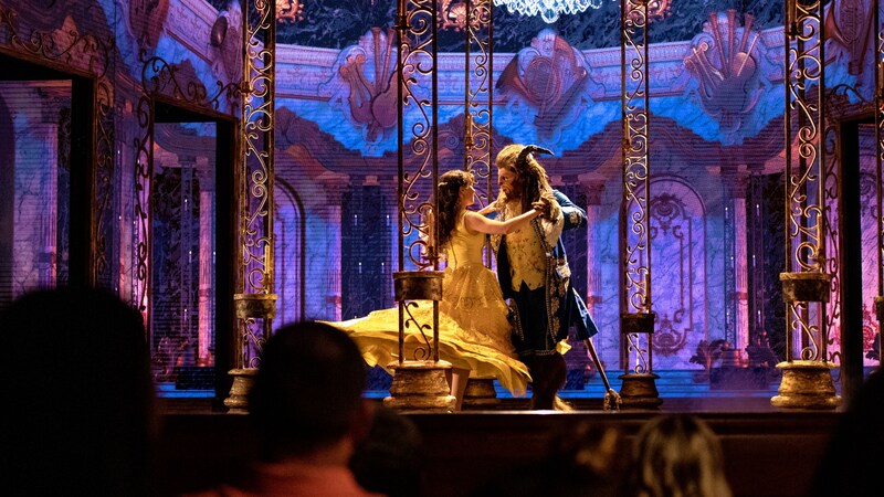 A live theatrical production of the Disney animated movie ‘Beauty and the Beast’ on the Disney Dream