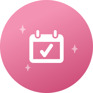 An icon featuring a calendar with a check sign representing check calendar