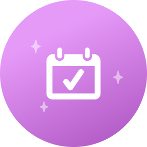 An icon featuring a calendar with a check sign representing check calendar