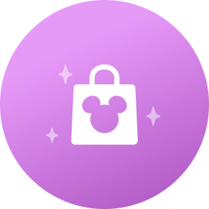 An icon featuring a shopping bag with a Mickey Mouse logo representing shopping