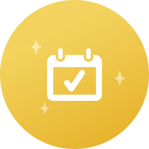 An icon featuring a calendar with a check sign representing check calendar