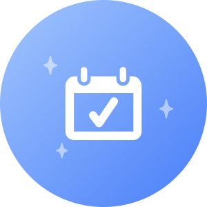 An icon featuring a calendar with a check sign representing check calendar