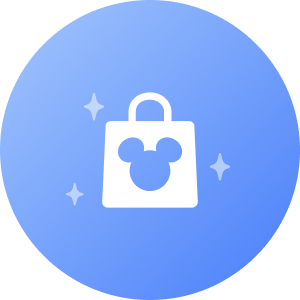 An icon featuring a shopping bag with a Mickey Mouse logo representing shopping