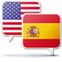 Ícone da bandeira americana e bandeira espanhola