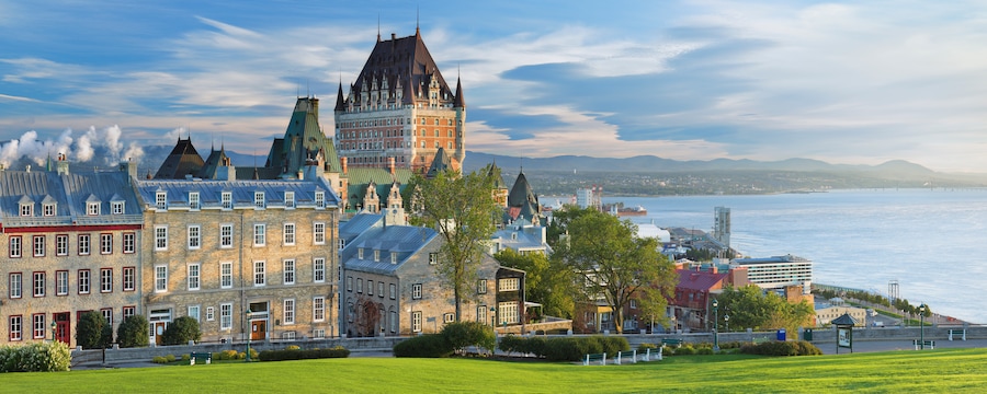 The Chateau Frontenac and other historical buildings alongside the Saint Lawrence River in Quebec City, Canada The Chateau Frontenac and other historical buildings alongside the Saint Lawrence River in Quebec City, Canada
