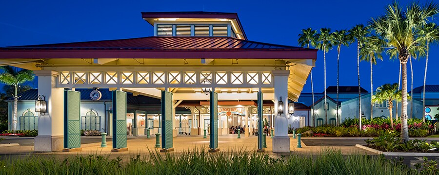 A entrada em estilo colonial do Disney's Caribbean Resort
